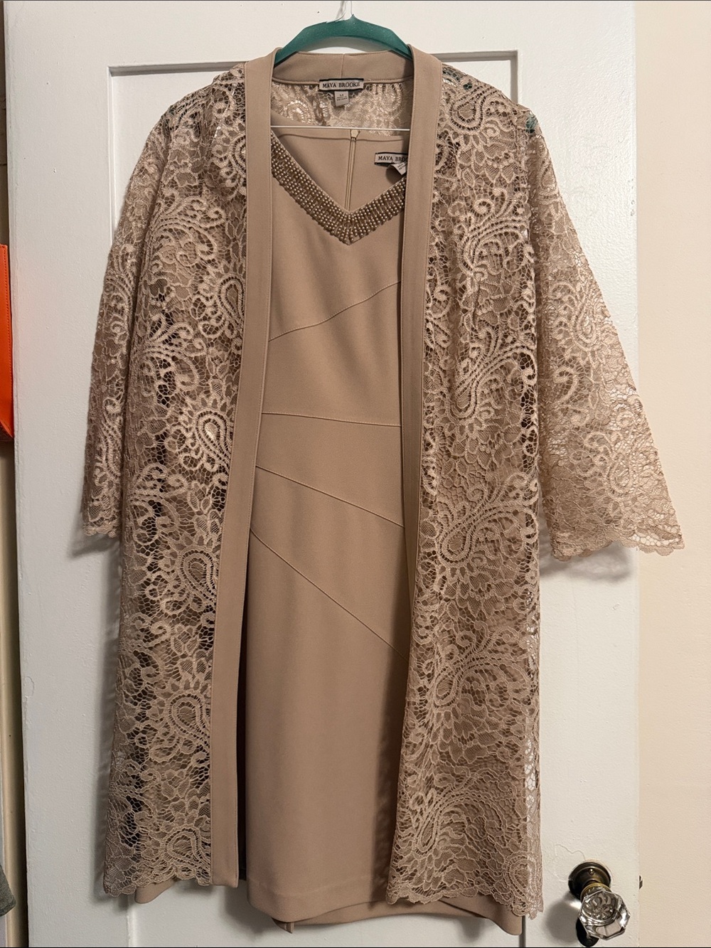 Alex Evenings Beige Lace Jacket Dress Set